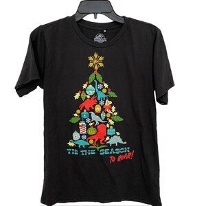 NWOT Target Kids' Jurassic Park Rex Holiday Short Sleeve Graphic T-Shirt Blk XL